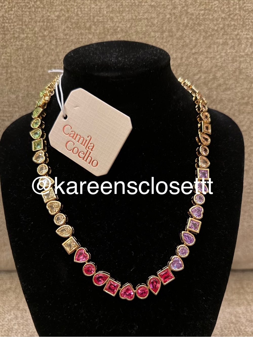 NWT Camila Coelho Gemstone Jewel Bejeweled Multicolor Pastels Gold Necklace